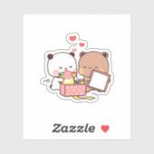 Sticker Pêche Et Goma Mochi Couple Ours (Feuille)