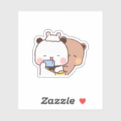 Sticker Pêche Et Goma Mochi Ours Couple Selfie (Feuille)