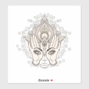 Sticker Pêche & Or Boho Fleur de Lotus Beauté
