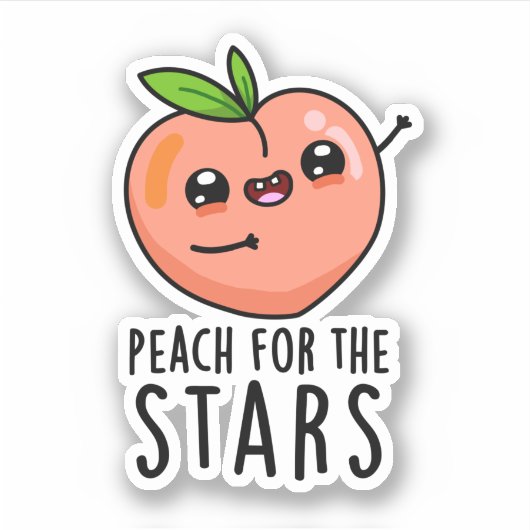 Sticker Pêche Pour Les Étoiles Drôle Fruit Pun (Devant)