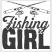 Sticker pêcheur femme fille pêche pêche (Feuille)