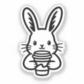Sticker Peeking Bunny with Coffee Cup (Recto)