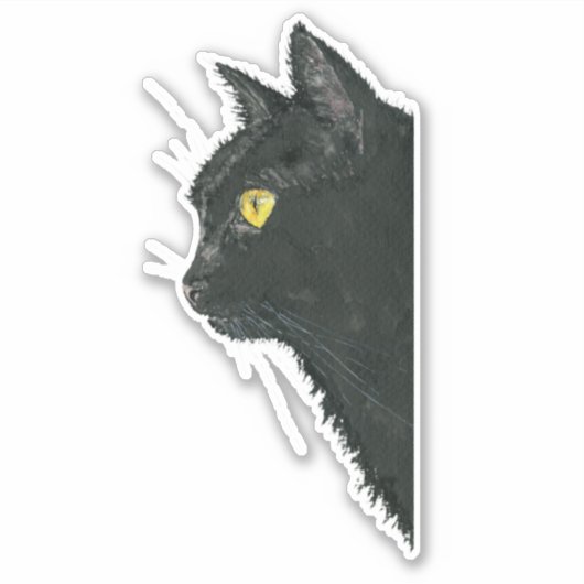 Sticker Peeking noir chat Kitty Visage (Devant)