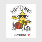 Sticker Peel The Beat Funny Banana Drummer Pun (Feuille)