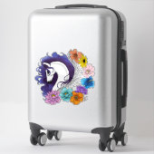 Sticker Pegasus Noir Floral (Sur valise)