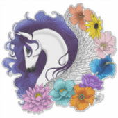 Sticker Pegasus Noir Floral (Devant)