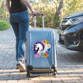 Sticker Pegasus Noir Floral (Valise Insitu)