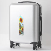 Sticker Peinture à brosse à tournesol et papillon (Sur valise)
