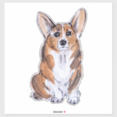 Sticker Peinture à l'aquarelle de Corgi (Feuille)