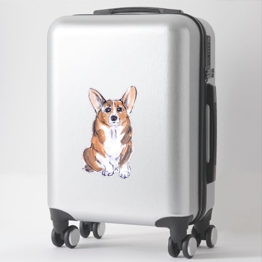 Sticker Peinture à l'aquarelle de Corgi (Sur valise)