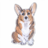 Sticker Peinture à l'aquarelle de Corgi (Devant)
