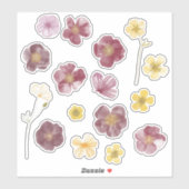 Sticker Peinture à l'aquarelle de fleurs pressées (Feuille)