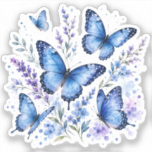 Peinture à l'aquarelle Papillons bleus