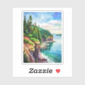 Sticker Peinture aquarelle du parc national Fundy (Feuille)