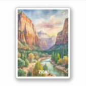 Sticker Peinture aquarelle du parc national Zion (Devant)