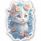 Sticker Peinture d'aquarelle de chat mignonne avec éclabou (Recto)