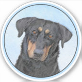 Sticker Peinture de Beauceron - Cute Original Chien Art (Devant)