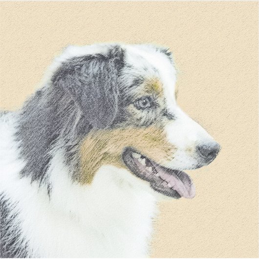 Sticker Peinture de berger australien - Art original de ch (Devant)