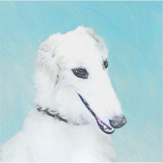 Sticker Peinture de Borzoi (Blanc) - Joli Chien d'origine (Devant)