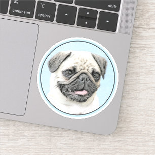 Sticker Peinture de carlin - Joli art original de chien