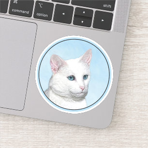 Sticker Peinture de chat blanc - Cute Original Cat Art