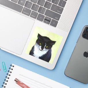 Sticker Peinture de chat Tuxedo - Cute Original Cat Art