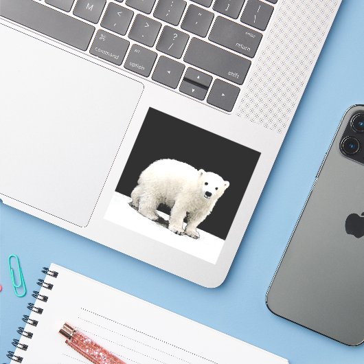 Sticker Peinture de l'ours polaire - Oiginal Wildlife Art (Ordinateur portable avec iPhone)