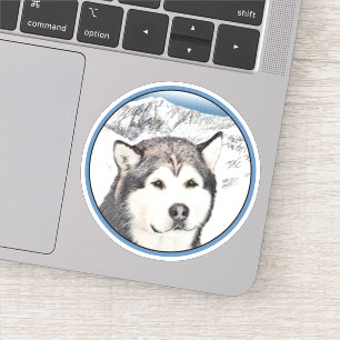 Sticker Peinture de malamut en Alaska - jolie art original