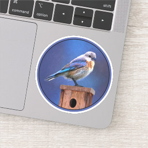 Sticker Peinture de Merlebleu (femelle) - Art original d'o