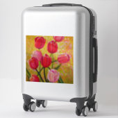 Sticker Peinture de tulipes roses et rouges (Sur valise)