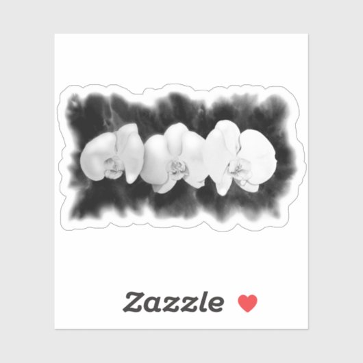Sticker Peinture d'orchidées d'aquarelle blanche noire (Feuille)