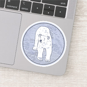 Sticker Peinture d'ours polaire sur glace - Art original d
