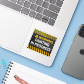 Sticker Peinture en cours - Avertissement (Ordinateur portable avec iPhone)