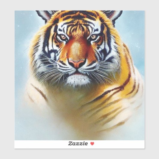 Sticker Peinture faciale de tigre - Artwork de faune frapp (Feuille)