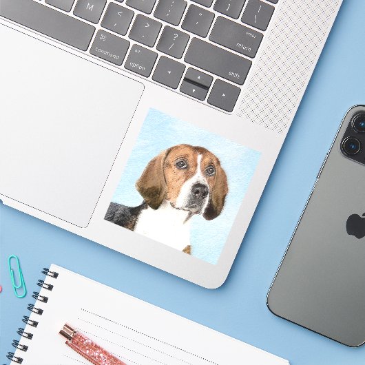 Sticker Peinture Foxhound en anglais - Joli art original c (Ordinateur portable avec iPhone)