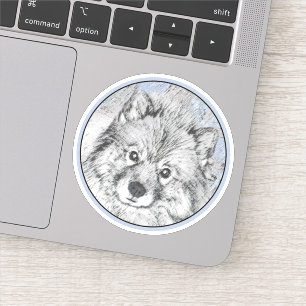 Sticker Peinture Keeshond Beth - Joli art original chien