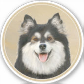 Sticker Peinture Lapphund Finlandaise - Joli art original  (Devant)
