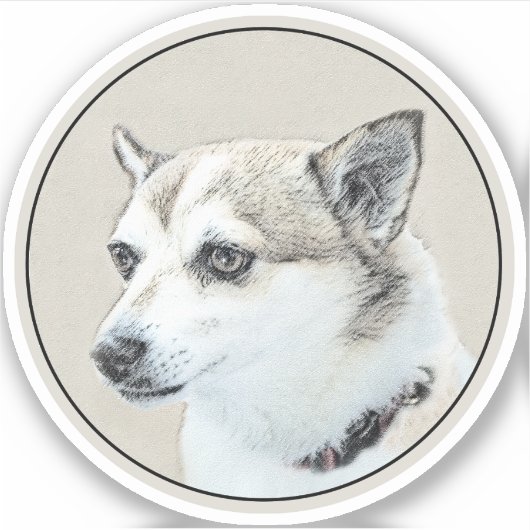 Sticker Peinture norvégienne Lundehund - Art original chie (Devant)