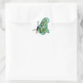Sticker Peinture Papillon Vert Étiquette (Sac)