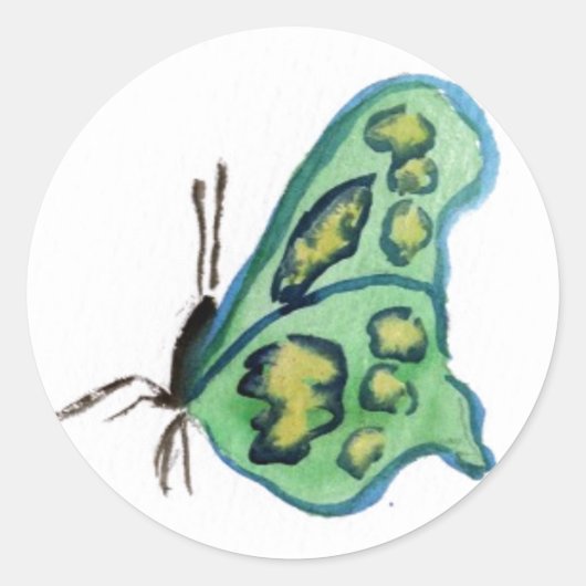 Sticker Peinture Papillon Vert Étiquette (Devant)