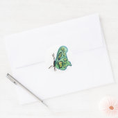 Sticker Peinture Papillon Vert Étiquette (Enveloppe)