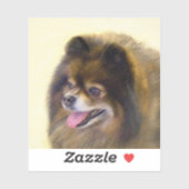 Sticker Peinture Poméranienne Noir et Tan Art Chien origin (Feuille)