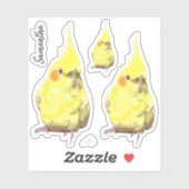 Sticker Peinture réaliste Jaune Cockatiel Customisée (Feuille)