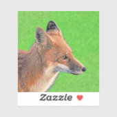 Sticker Peinture Red Fox - Art original de la faune (Feuille)