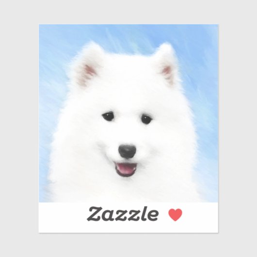Sticker Peinture Samoyed Puppy - Jolie Art Original Chien (Feuille)