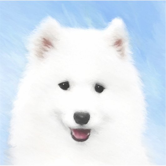 Sticker Peinture Samoyed Puppy - Jolie Art Original Chien (Devant)