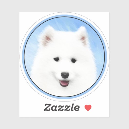 Sticker Peinture Samoyed Puppy - Jolie Art Original Chien (Feuille)