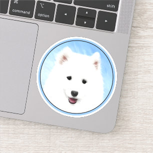 Sticker Peinture Samoyed Puppy - Jolie Art Original Chien