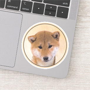 Sticker Peinture Shiba Inu (Rouge) - Art Chien original