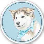Sticker Peinture Sibérienne Husky Puppy - Art Chien origin (Devant)